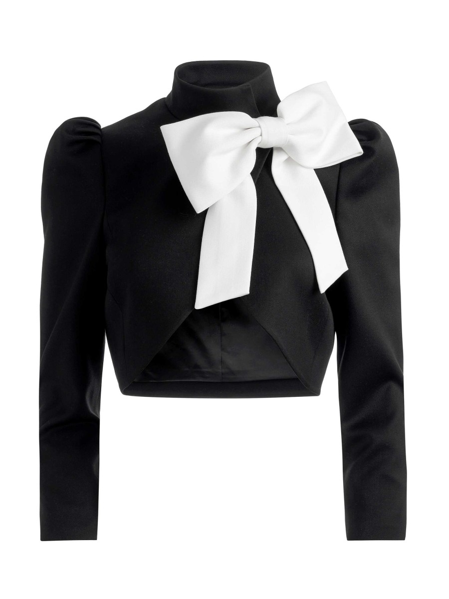 Alice and Olivia Addison Bow Collar Cropped Jacket | Jackets + Coats