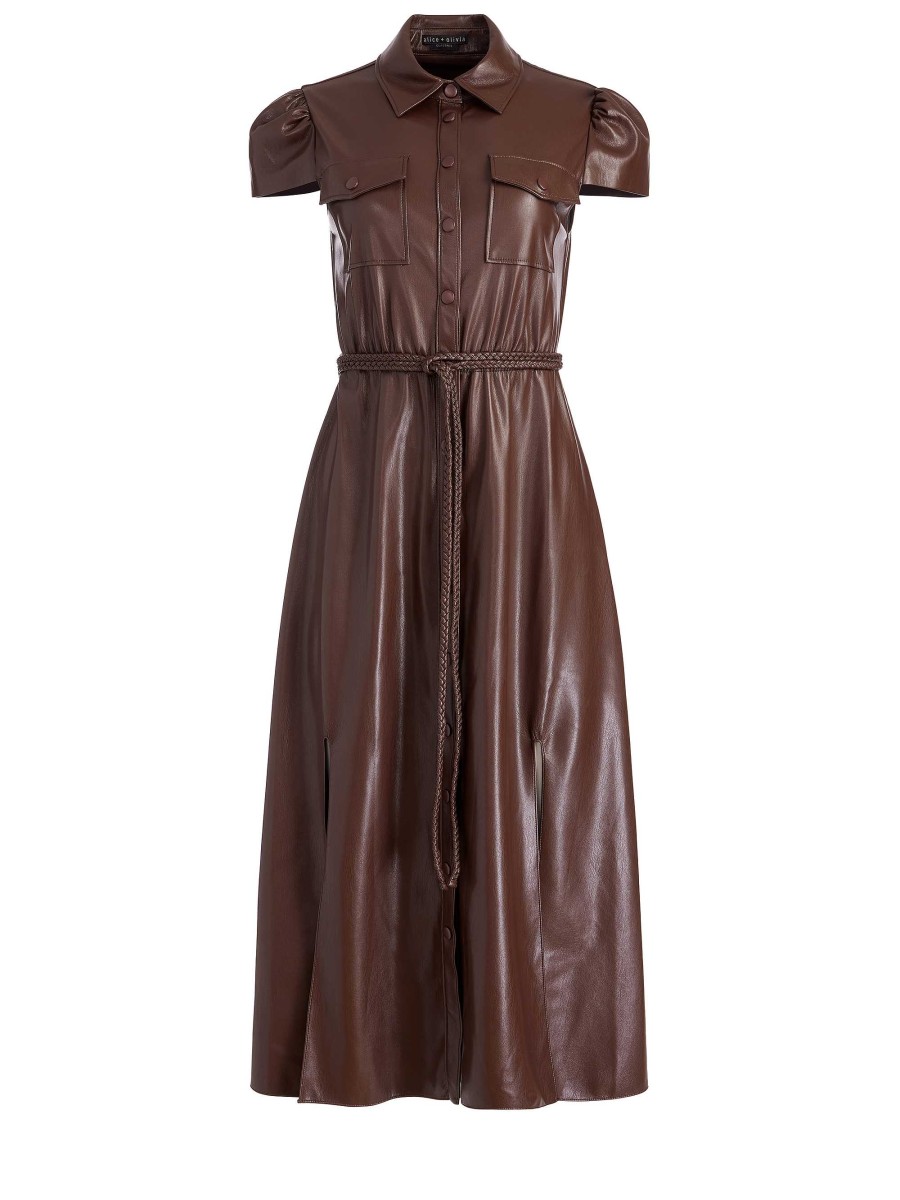 Alice and Olivia Miranda Vegan Leather Midi Dress | Dresses