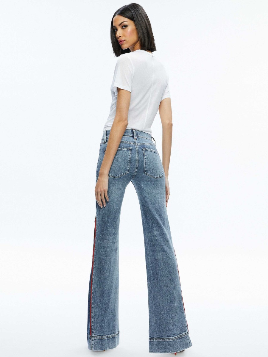 Alice and Olivia Rey Side Zipper Wide Leg Jean | Pants