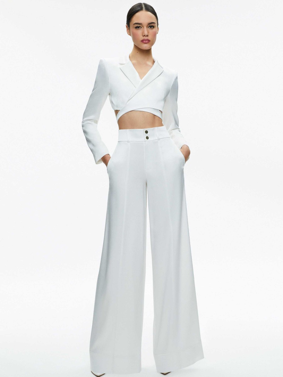 Alice and Olivia Leone Cropped Wrap Blazer + Mame High Rise Wide Leg Pant | Matching Sets