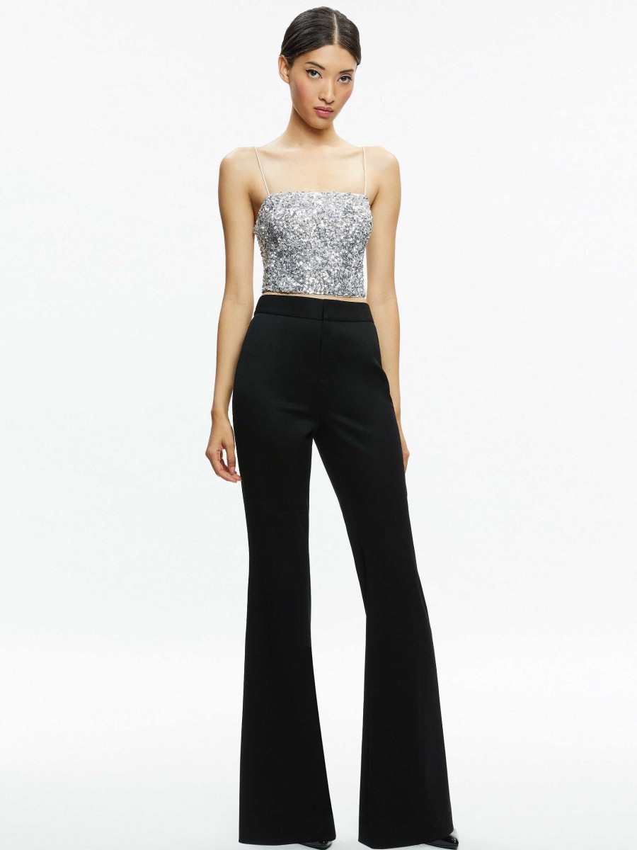 Alice and Olivia Ceresi Sequin Bandeau Crop Top + Maeve Sequin Slip Skirt | Matching Sets