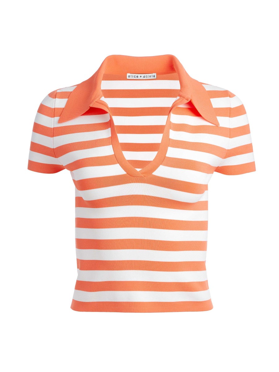 Alice and Olivia Martha Striped Polo | Tops