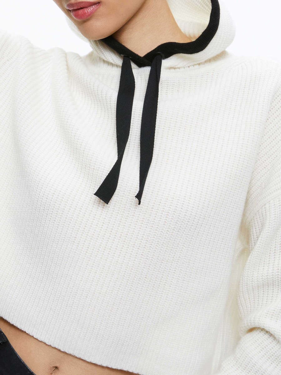 Alice and Olivia Lumi Ribbed Knit Hoodie | Tops