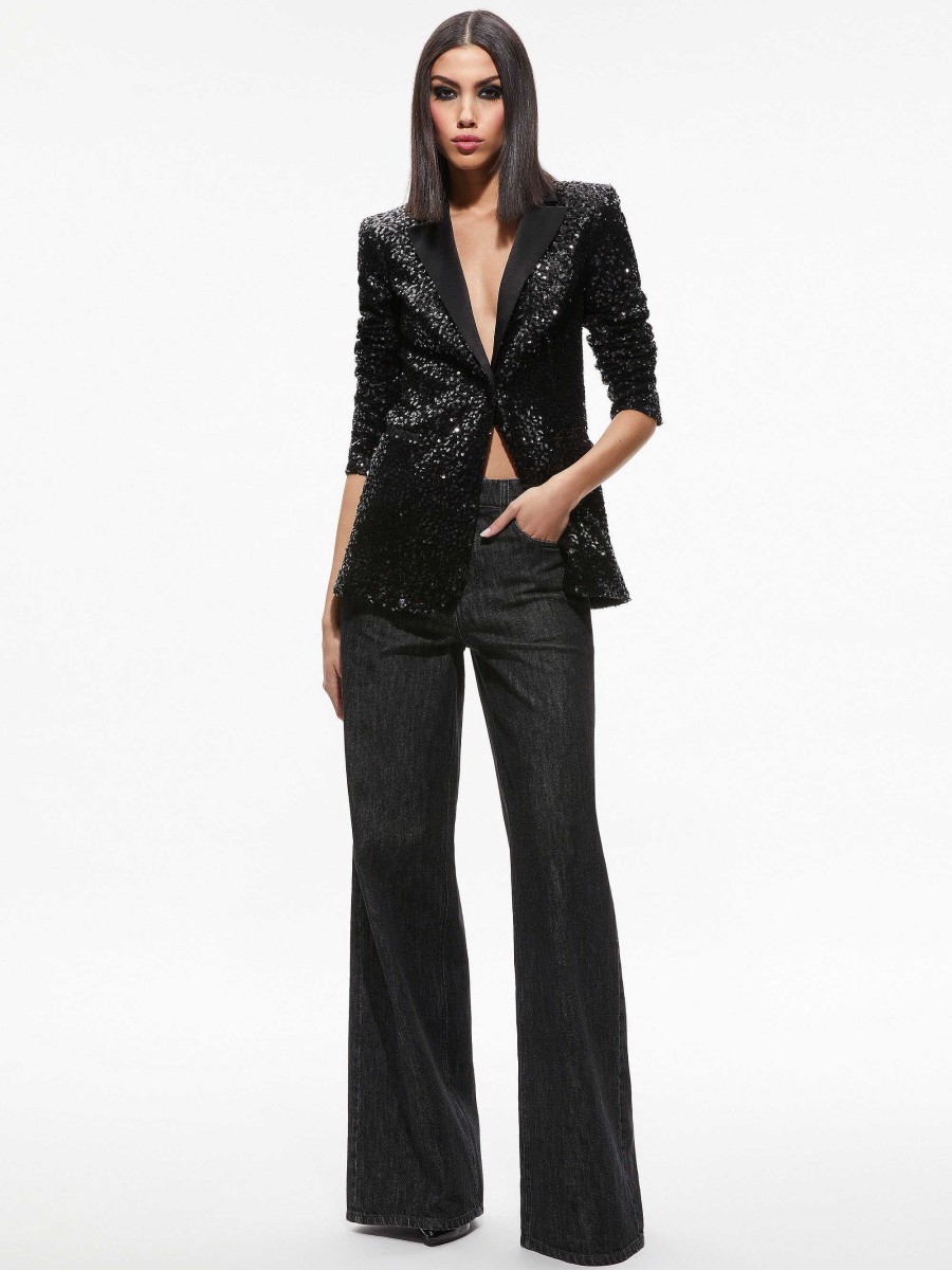 Alice and Olivia Breann Sequin Fitted Blazer + Lara Sequin Bootcut Pant | Matching Sets