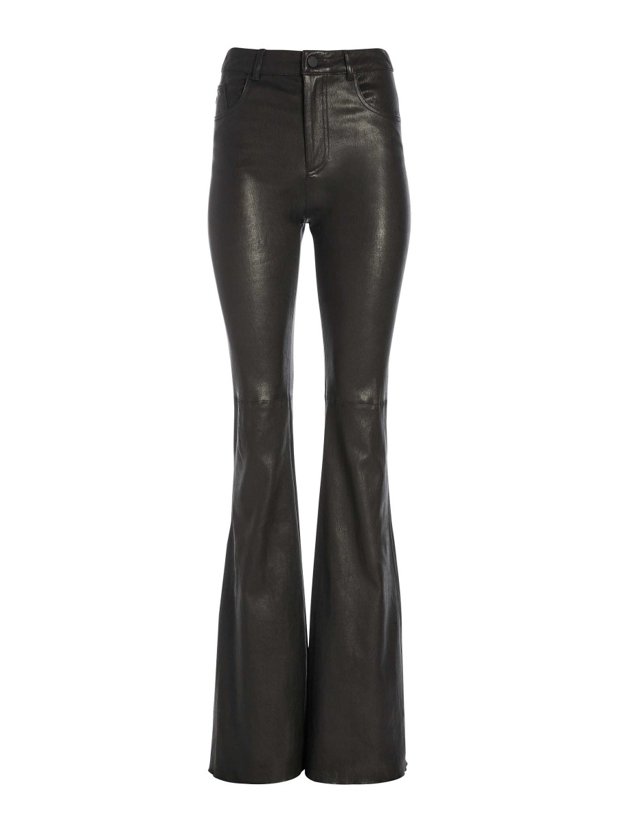 Alice and Olivia Brent High Waisted Leather Bell Pant | Pants