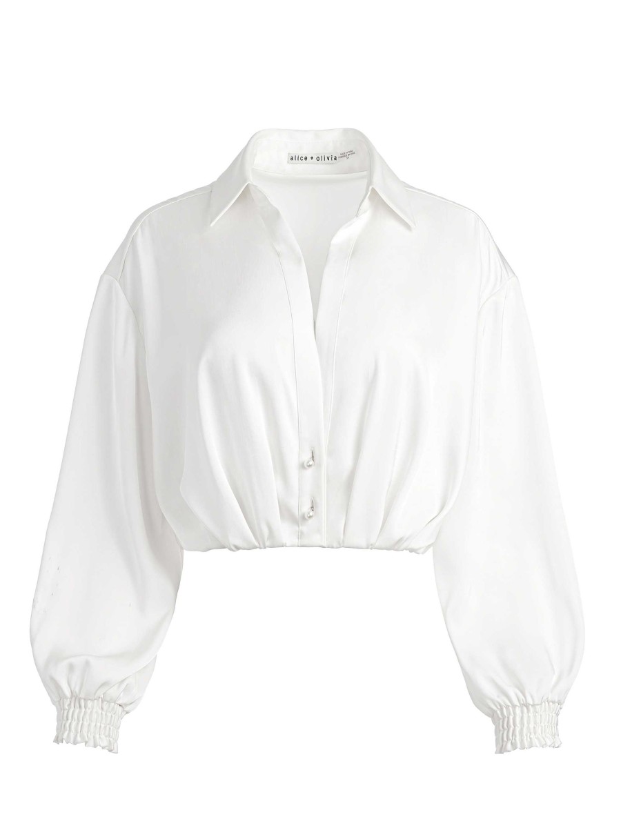 Alice and Olivia Pierre Pleated Back Button Down | Tops