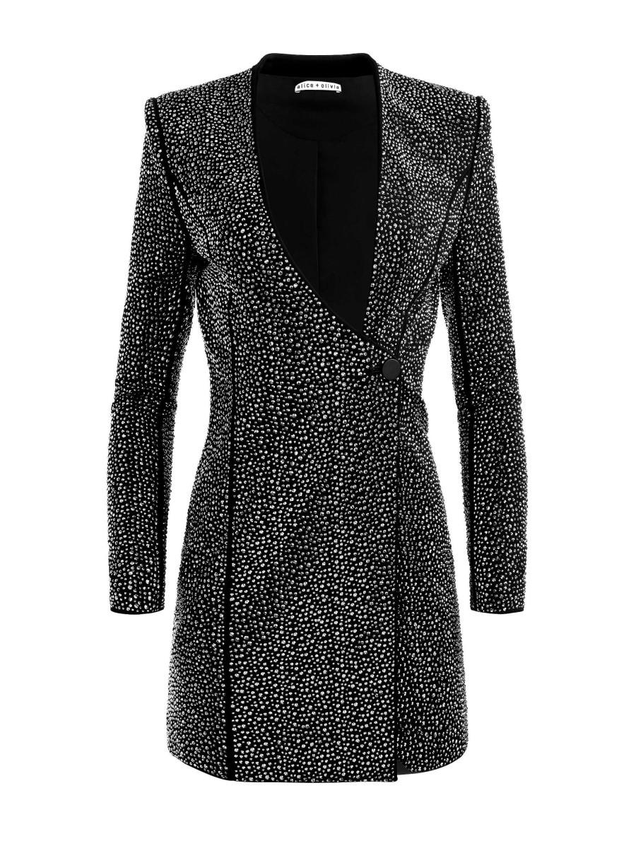 Alice and Olivia Guenda Embellished Curved Neckline Blazer Dress | Dresses