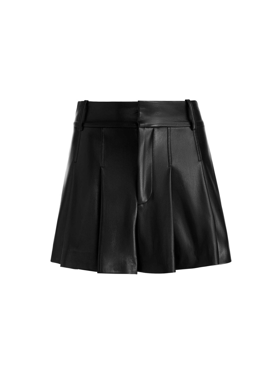 Alice and Olivia Scarlet High Rise Vegan Leather Flutter Shorts | Shorts