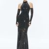 Alice and Olivia Fabiola Embellished Halter Neck Gown | Dresses