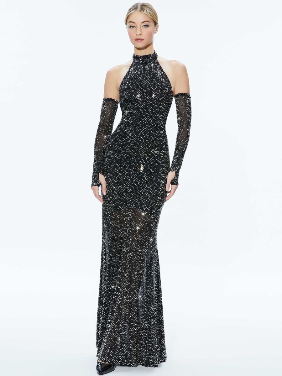 Alice and Olivia Fabiola Embellished Halter Neck Gown | Dresses