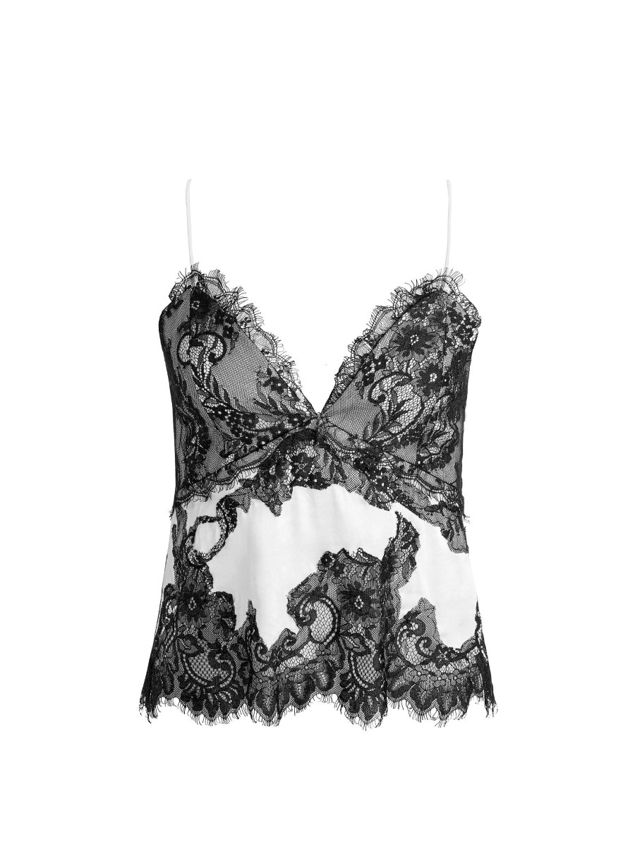 Alice and Olivia Katja Cutaway Lace Slip Top | Tops