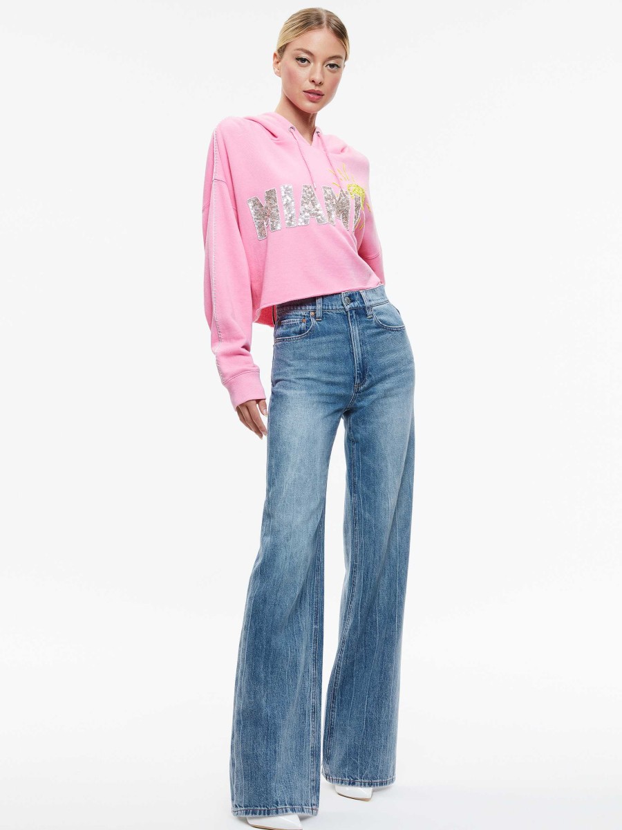 Alice and Olivia Sunny Boxy Cropped Hoodie | Sweaters