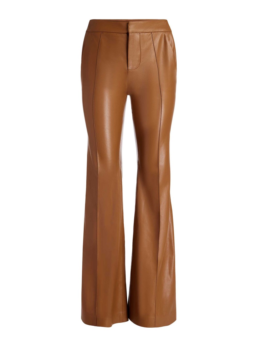 Alice and Olivia Danette Vegan Leather Split Hem Trousers | Pants