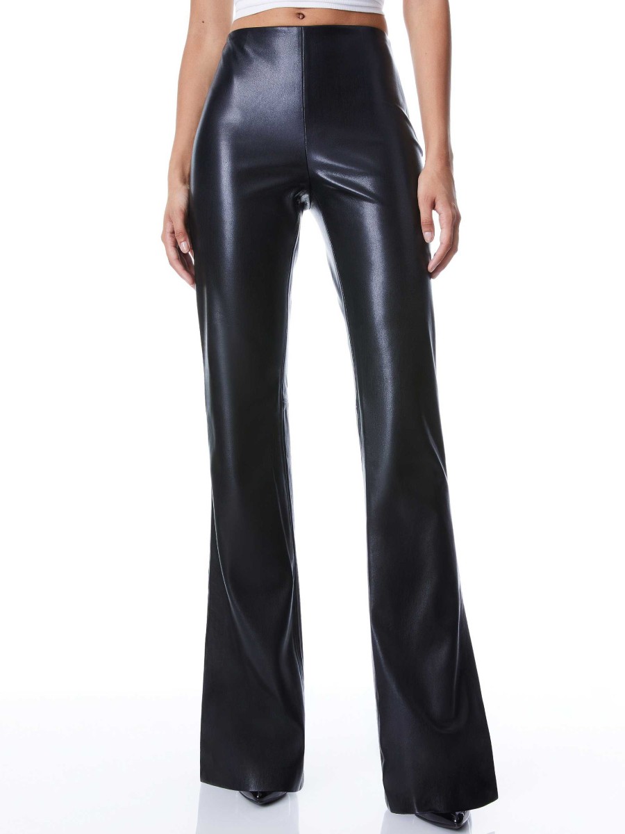 Alice and Olivia Teeny Vegan Leather Side Slit Pant | Pants