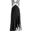 Alice and Olivia Daphne Lace Asymmetrical Slit Midi Dress | Dresses