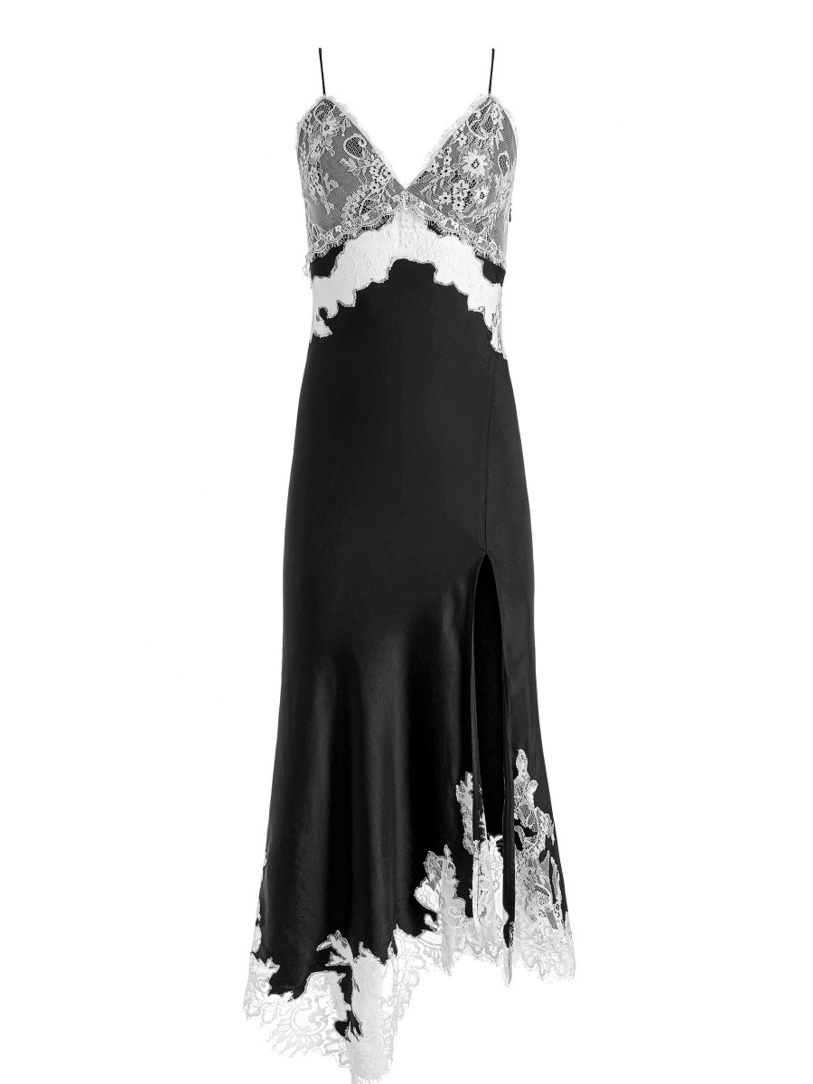 Alice and Olivia Daphne Lace Asymmetrical Slit Midi Dress | Dresses