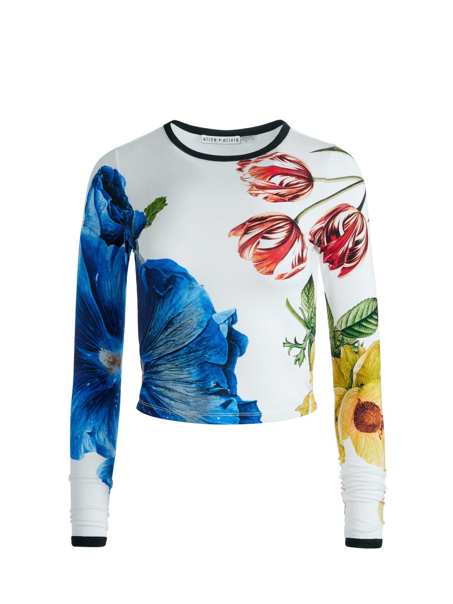 Alice and Olivia Delaina Long Sleeve Cropped Top | Tops