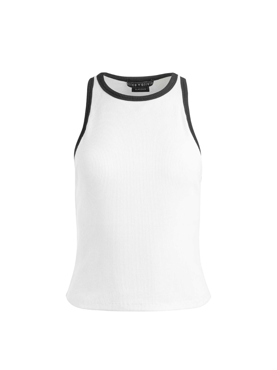 Alice and Olivia Mirtha Ribbed Racerback Tank | Tops