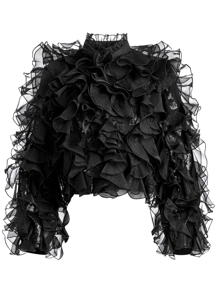 Alice and Olivia Britton Ruffled Cropped Jacket | Jackets + Coats