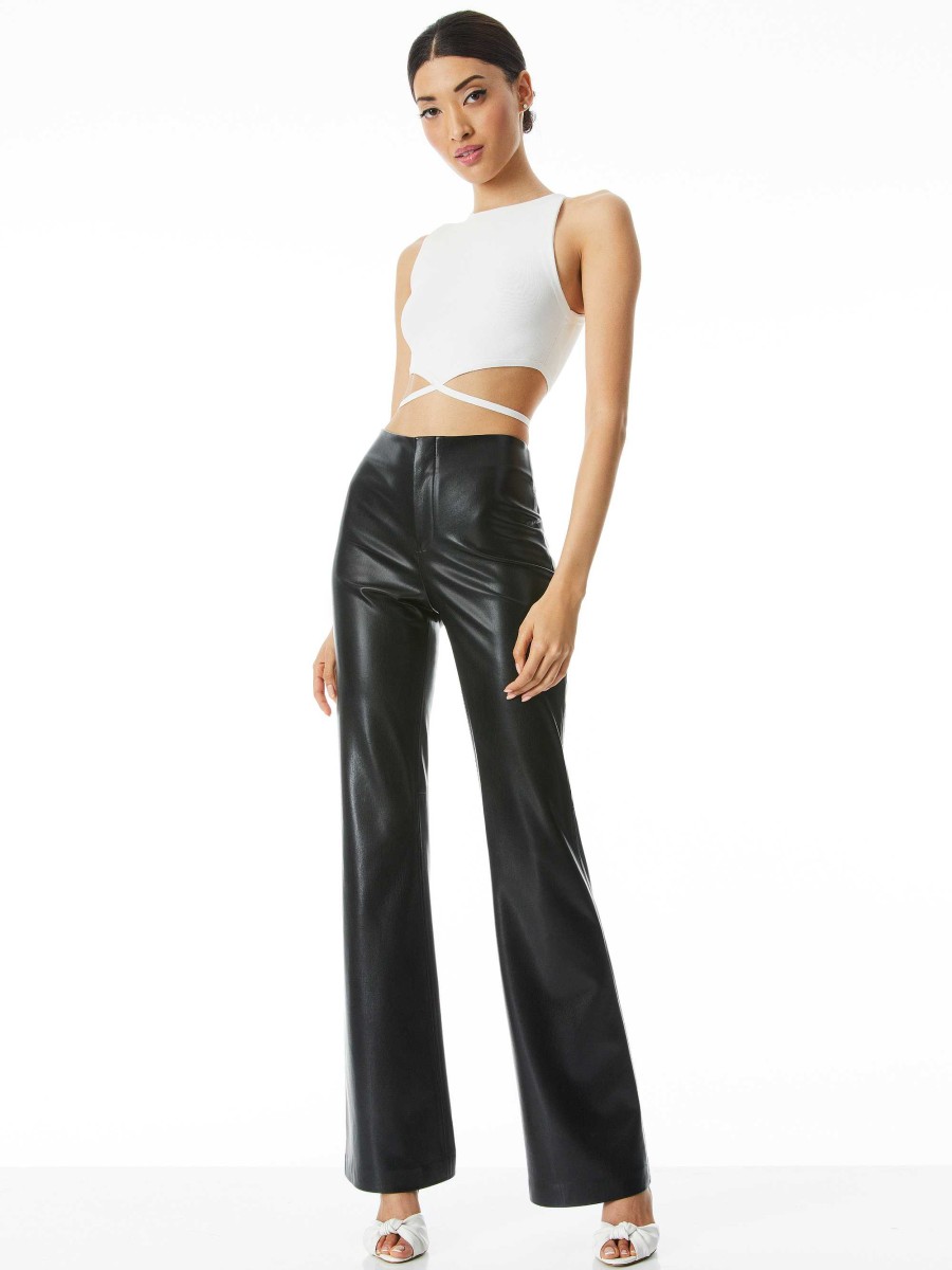 Alice and Olivia Teeny Vegan Leather Flare Pant | Pants