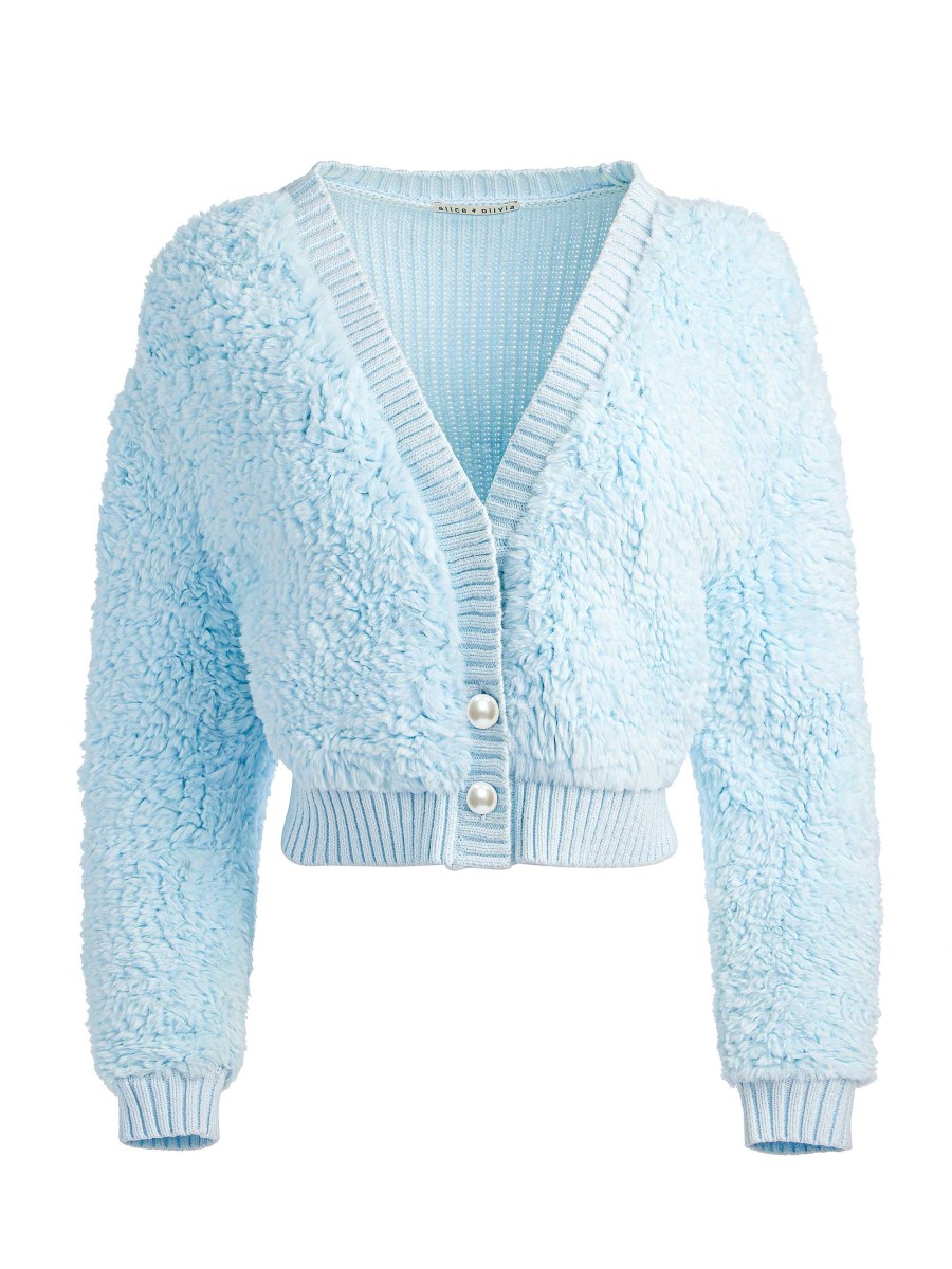 Alice and Olivia Casilda Faux Fur Cropped Cardigan | Sweaters