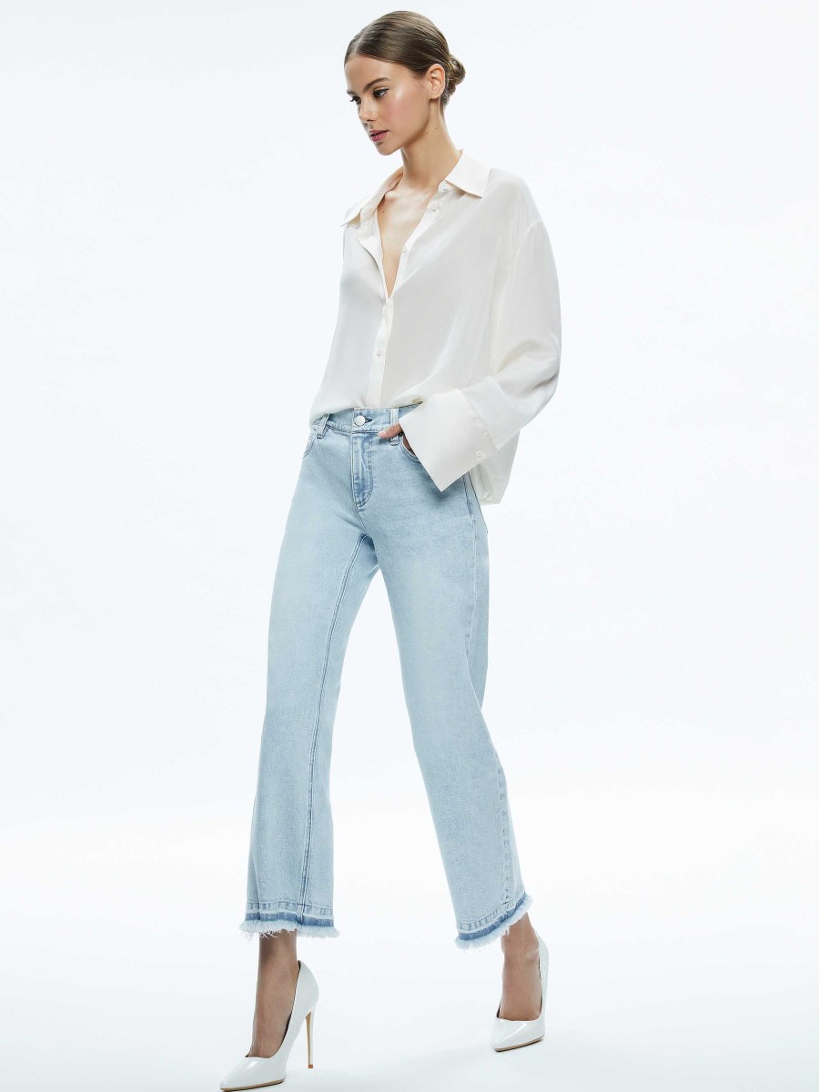 Alice and Olivia Lorrine Kick-Flare Ankle Jean | Pants