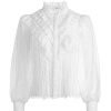 Alice and Olivia Rheba Mock Neck Button Front Lace Top | Tops