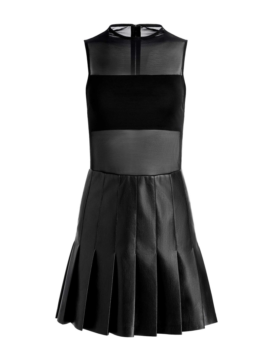 Alice and Olivia Chara Vegan Leather Pleated Mini Dress | Dresses