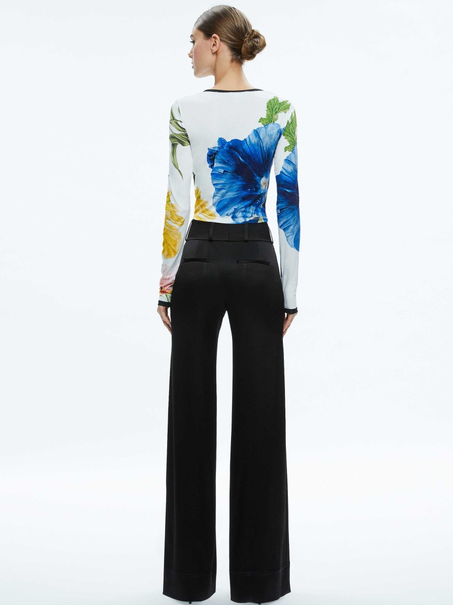 Alice and Olivia Delaina Long Sleeve Cropped Top | Tops