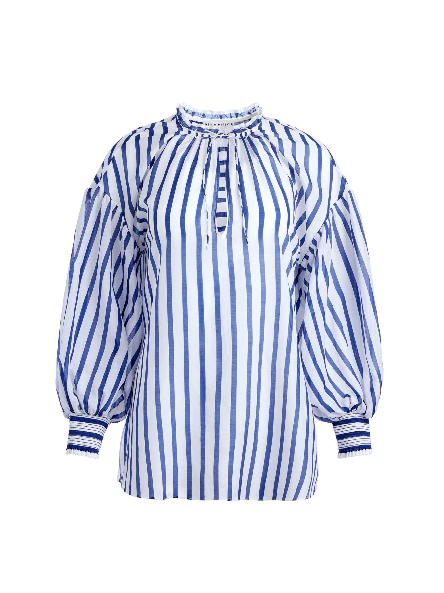 Alice and Olivia Julius Voluminous Blouson Sleeve Blouse | Tops