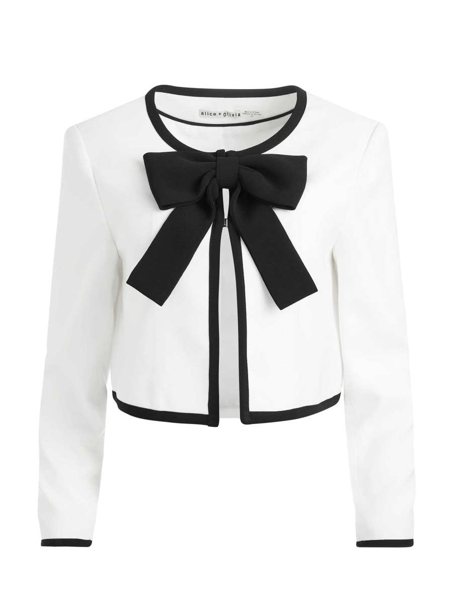 Alice and Olivia Kidman Bow Front Cropped Jacket | Jackets + Coats