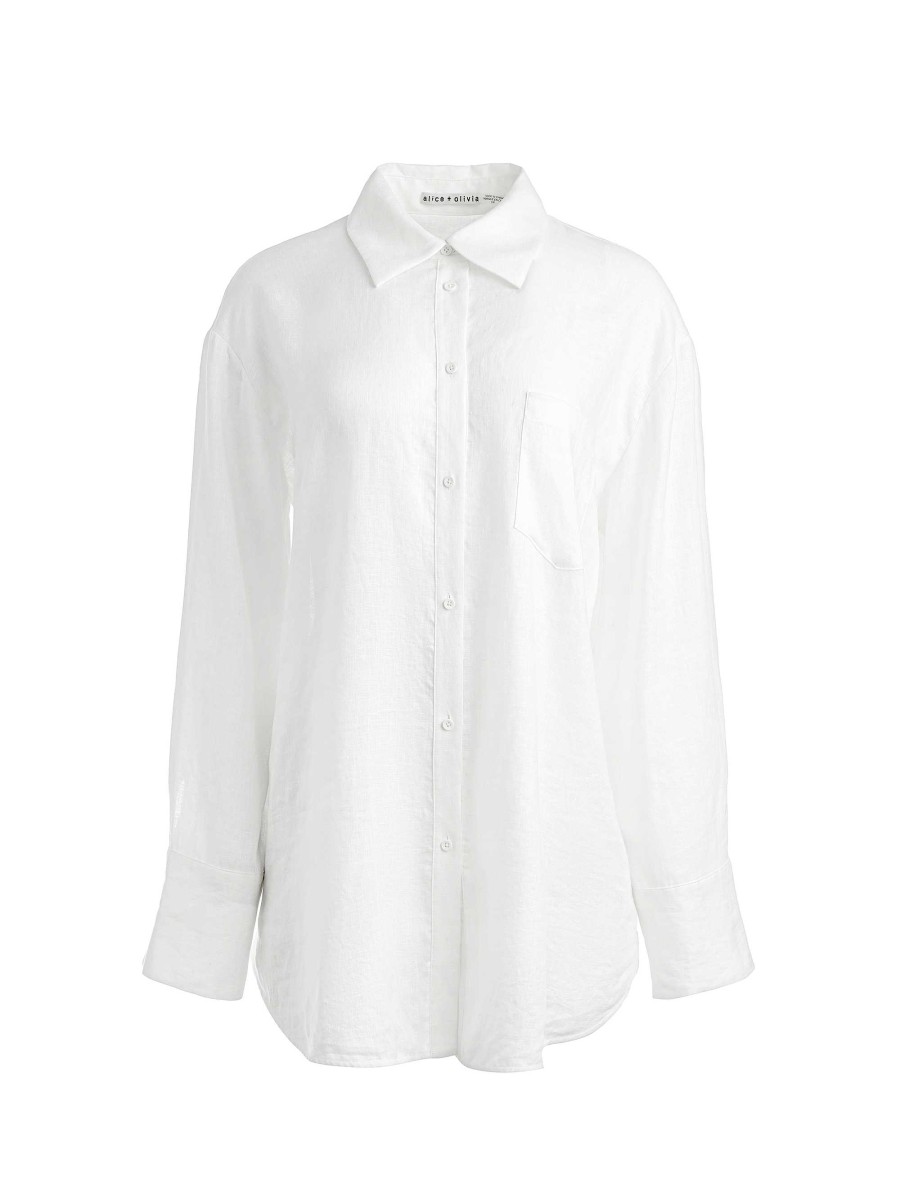 Alice and Olivia Finely Oversized Button Down Shirt | Tops