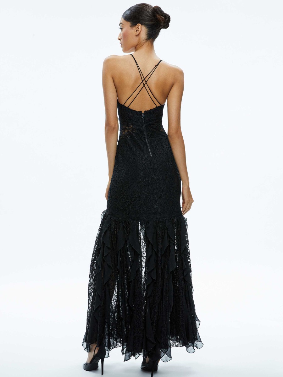 Alice and Olivia Edera Ruffle Lace Maxi Gown | Dresses