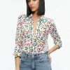 Alice and Olivia Willa Placket Top With Piping | Tops