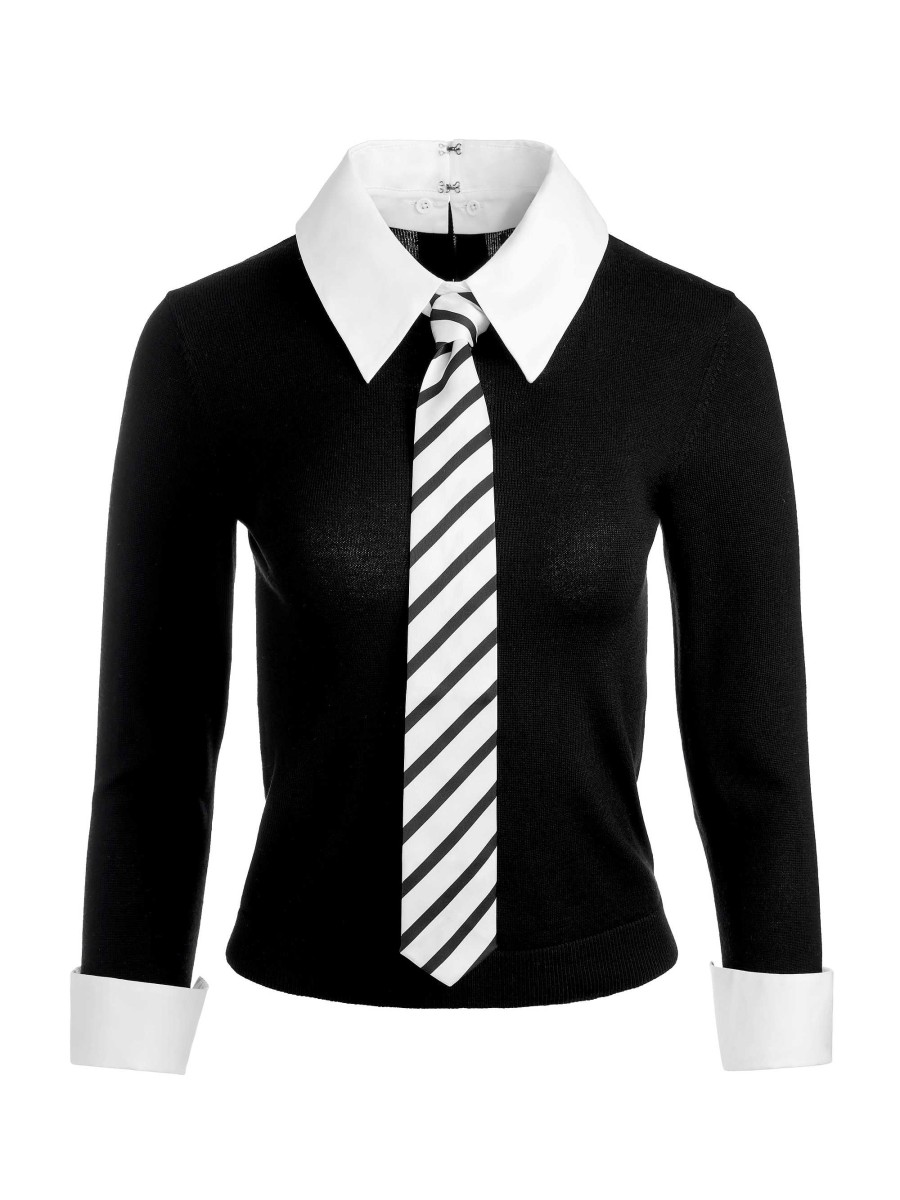 Alice and Olivia Porla Collared Tie Sweater | Sweaters