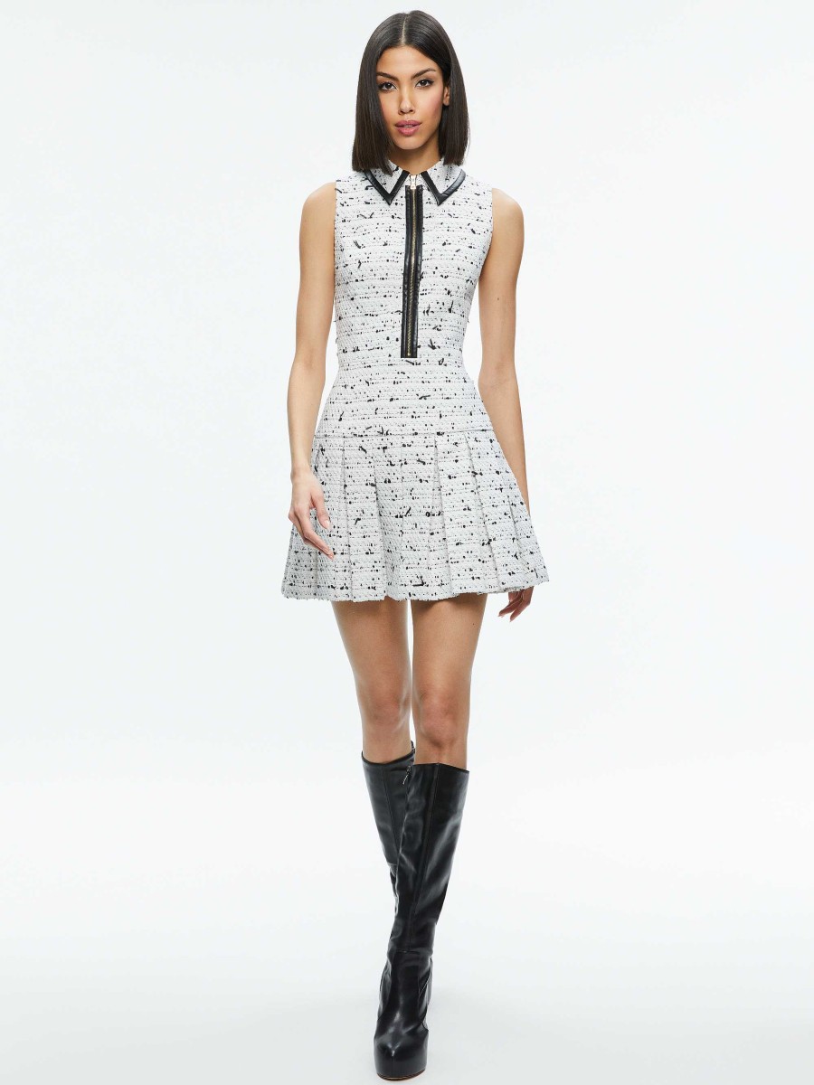 Alice and Olivia Ellis Tweed Box Pleat Dress | Dresses