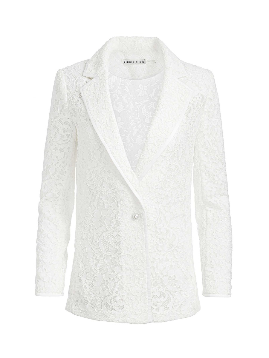 Alice and Olivia Judith Sheer Lace Shawl Collar Blazer | Jackets + Coats