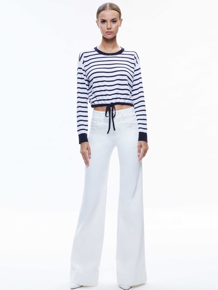 Alice and Olivia Bernetta Cropped Drawstring Pullover | Sweaters