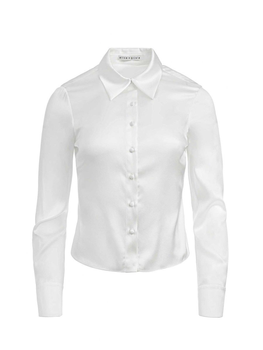 Alice and Olivia Willa Fitted Placket Top | Tops