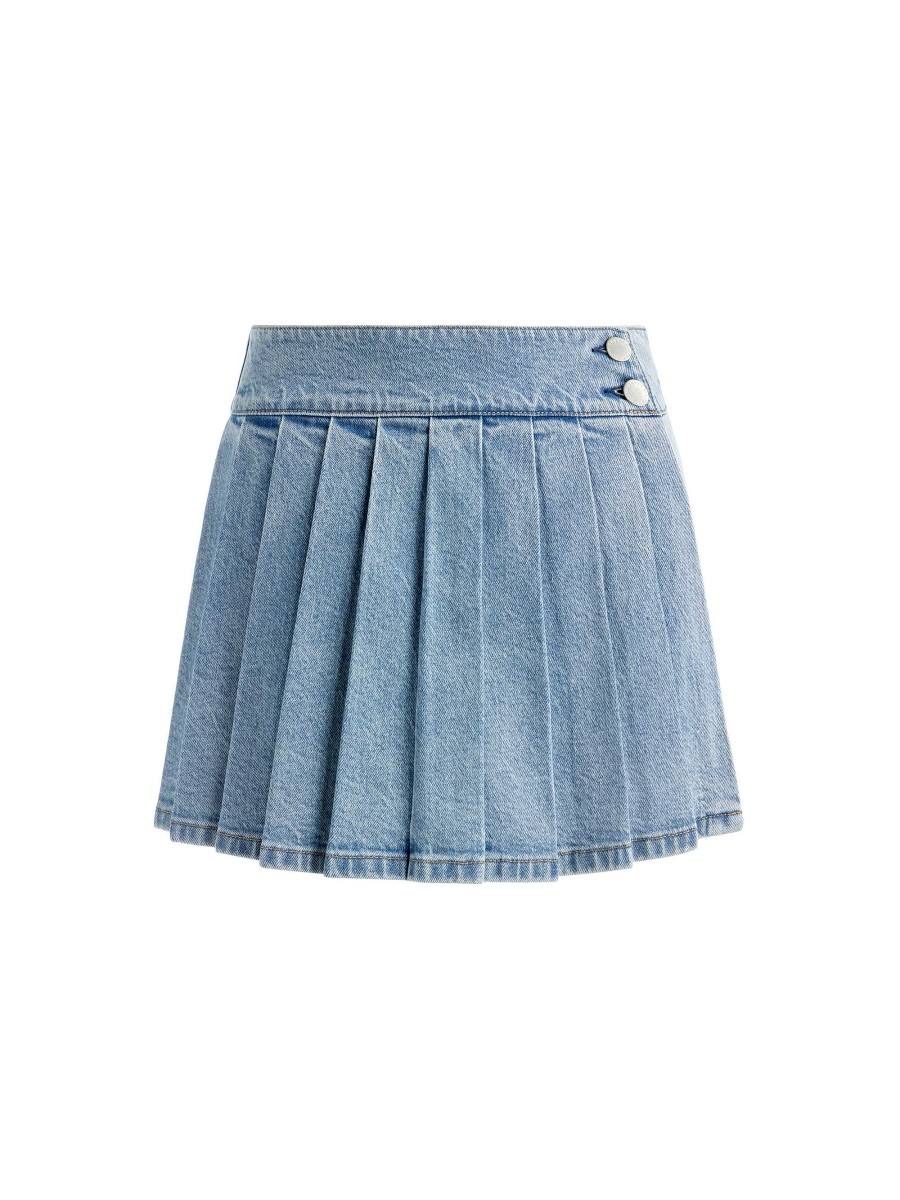 Alice and Olivia Noah Denim Pleated Skort | Skirts