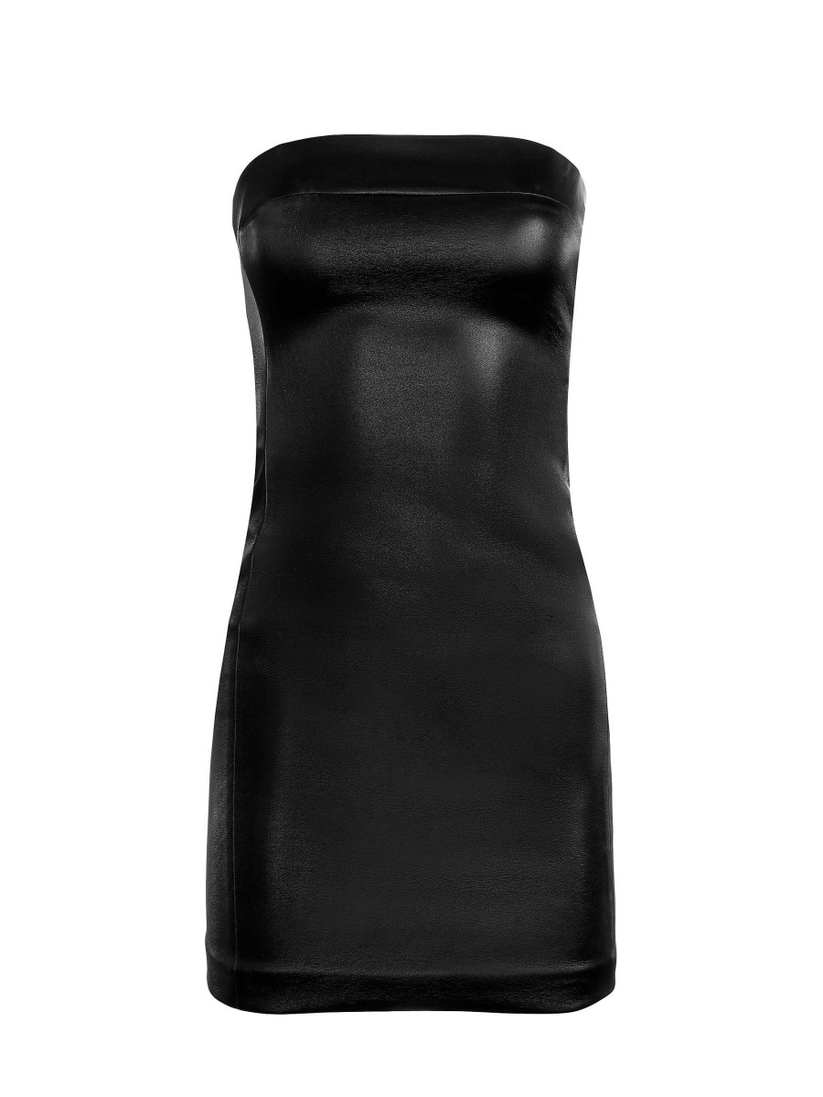 Alice and Olivia Kelly Strapless Vegan Leather Mini Dress | Dresses