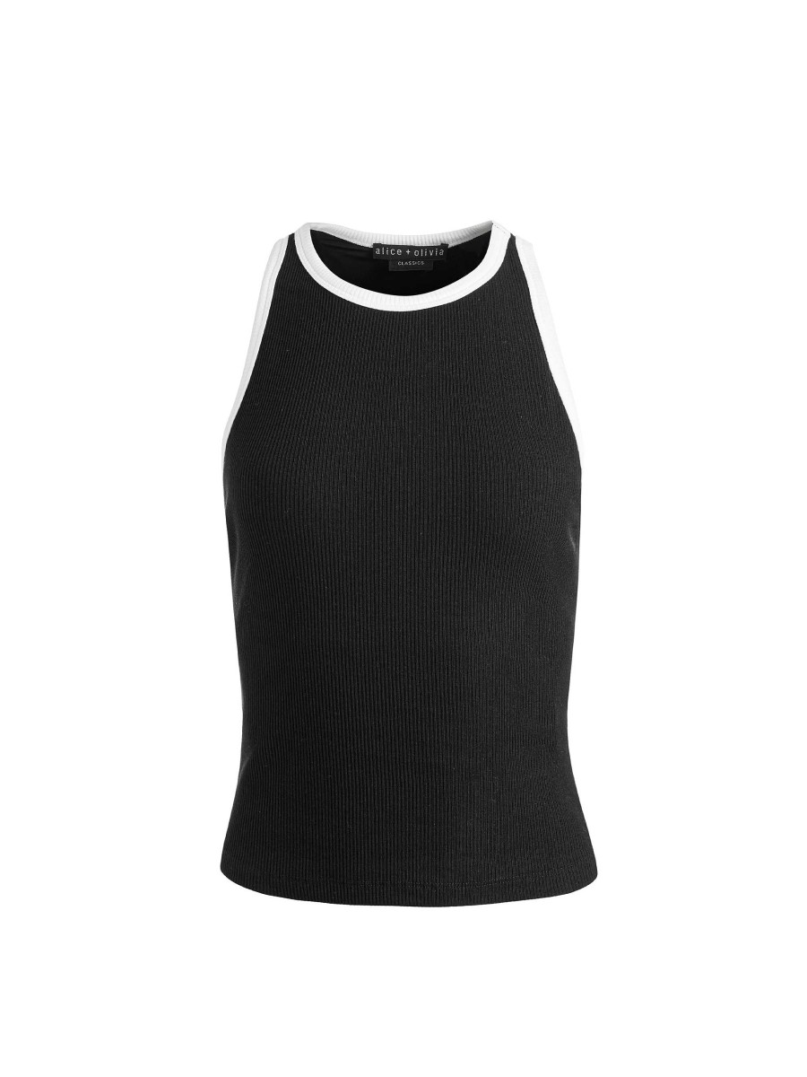 Alice and Olivia Mirtha Ribbed Racerback Tank | Tops