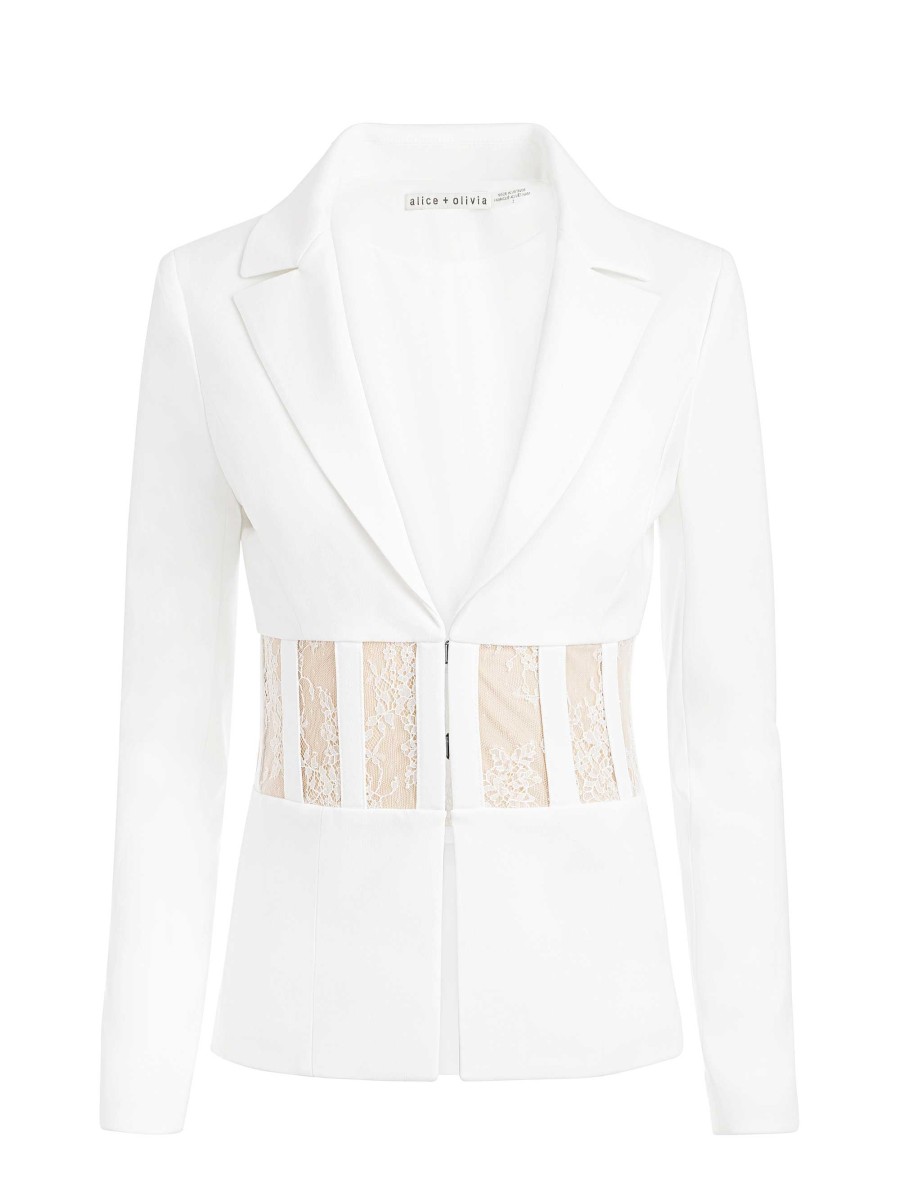 Alice and Olivia Alexia Fitted Sheer Corset Blazer | Jackets + Coats