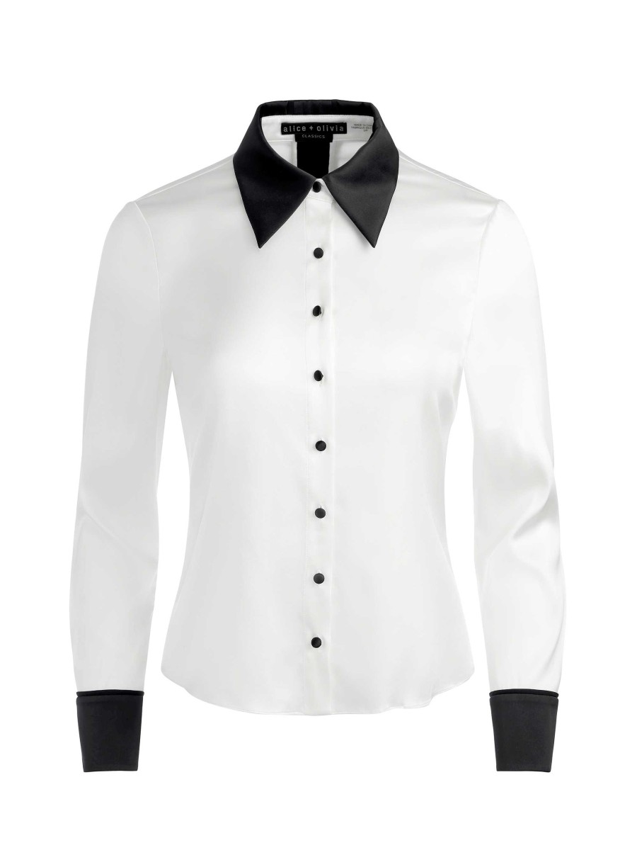 Alice and Olivia Willa Fitted Placket Top | Tops