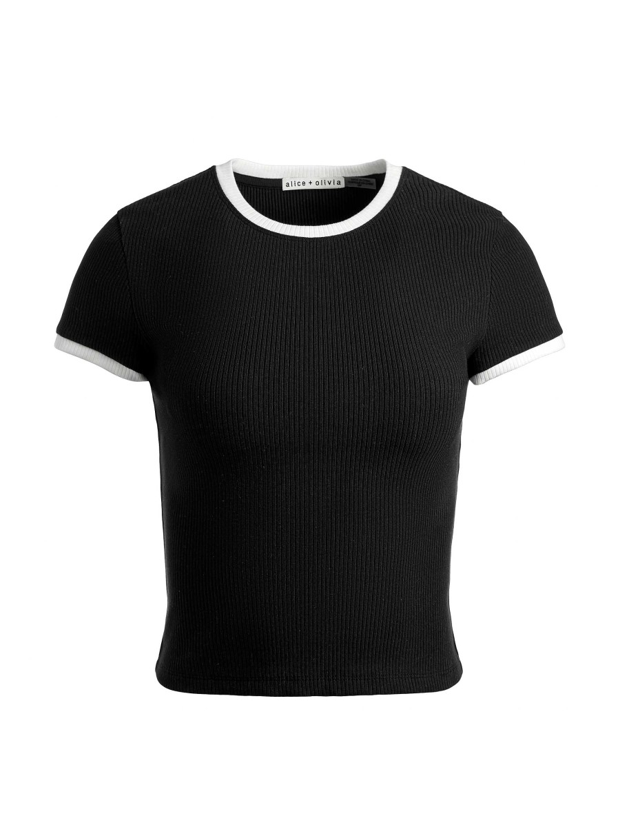 Alice and Olivia Tess Ribbed Baby Tee | Tops