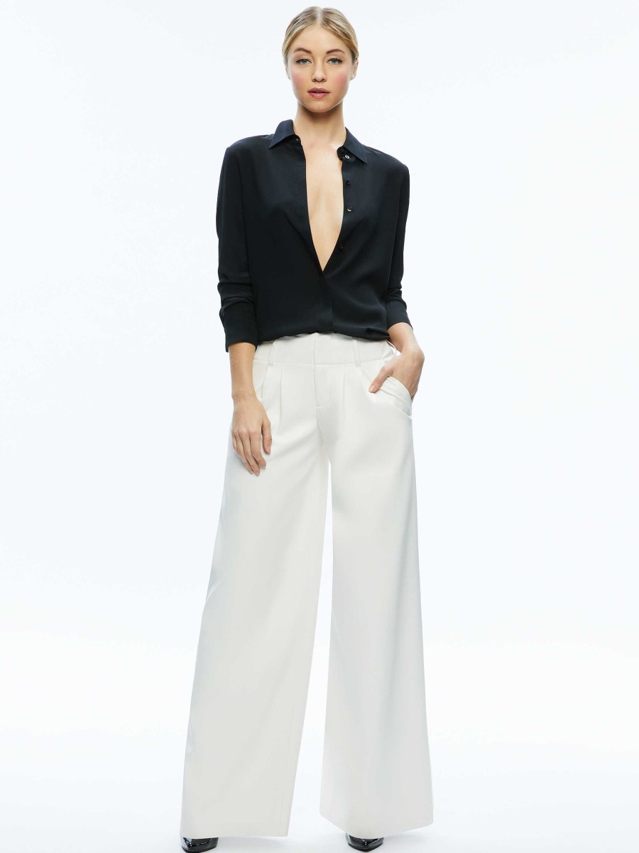 Alice and Olivia Anders Vegan Leather Low Rise Pant | Pants