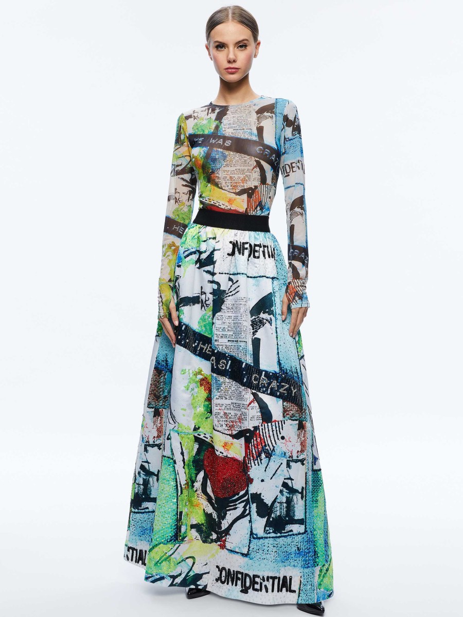 Alice and Olivia A+O X Basquiat Tina Embellished Maxi Skirt | Skirts