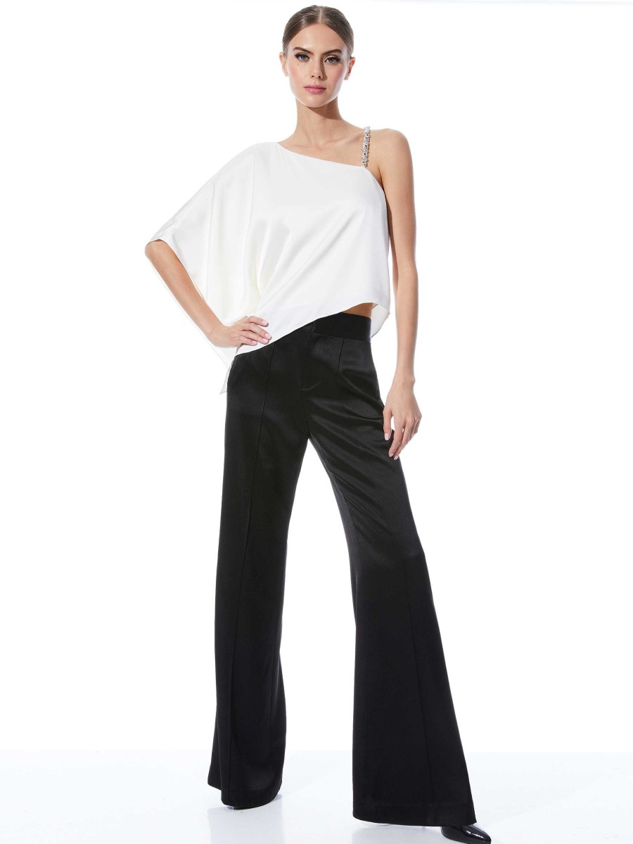 Alice and Olivia Riko One Shoulder Embellished Strap Top | Tops