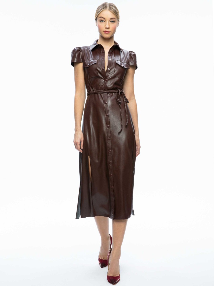 Alice and Olivia Miranda Vegan Leather Midi Dress | Dresses