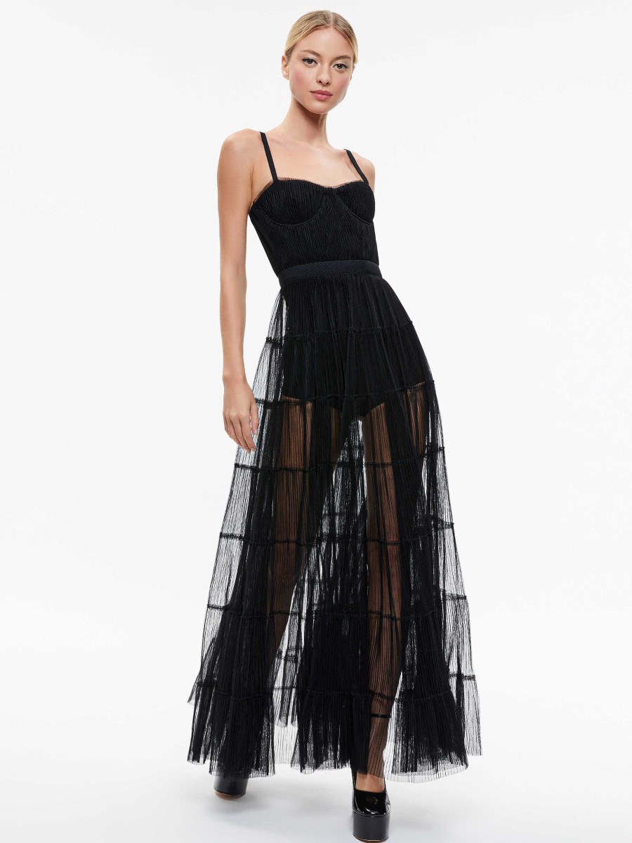 Alice and Olivia Deena Pleated Maxi Dress With Hot Pant | Dresses